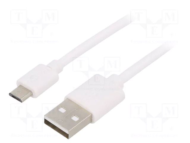 Cable; USB 2.0; USB A plug,USB B micro plug; nickel plated; 1m GOOBAY USB-FST-010-WH