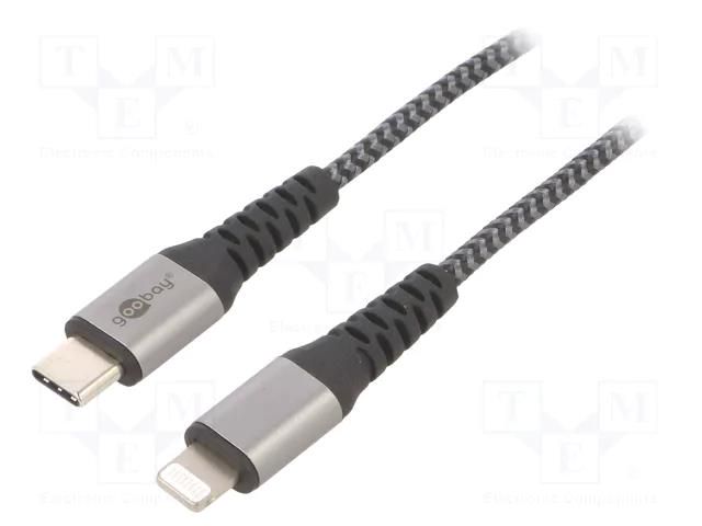 Cable; USB 2.0; Apple Lightning plug,USB C plug; 0.5m; black Goobay USBC-LIGHTX/0.5BK