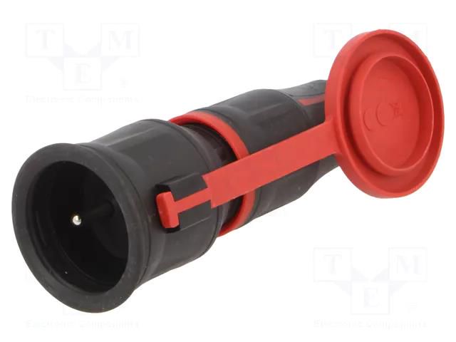 Connector: AC supply; female; socket; 2P+PE; 250VAC; 16A; black PCE 24711-SR