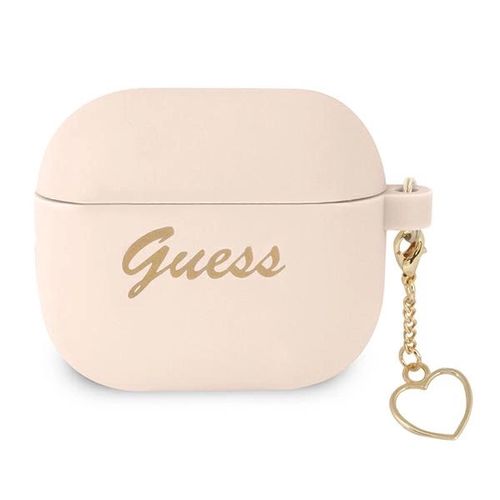 Guess GUA3LSCHSP AirPods 3 cover pink/pink Silicone Charm Heart Collection, Guess 3666339039028 3666339039028