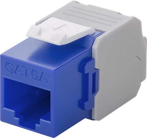 Keystone Module RJ45 CAT 6A, UTP, blue - 16.5 mm wide, crocodile type, terminal strip for tool-free IDC mounting 90688