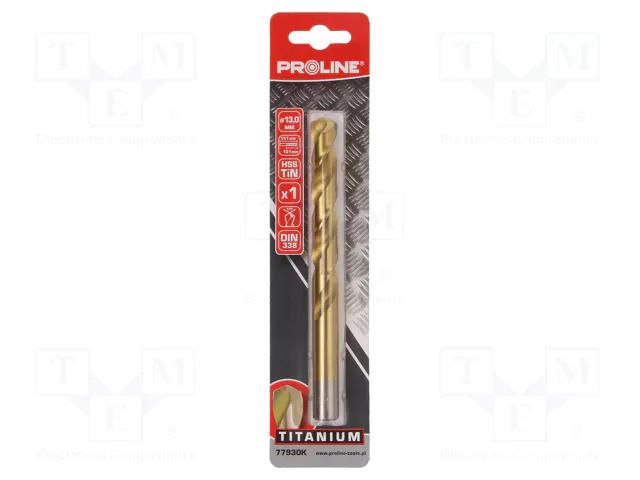 Drill bit; for metal; Ø: 13mm; high speed steel TIN coated HSS-R PROLINE PRE-77930K