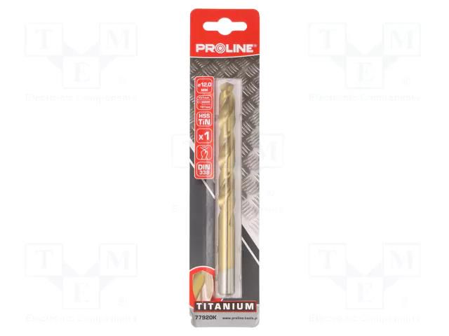Drill bit; for metal; Ø: 12mm; high speed steel TIN coated HSS-R PROLINE PRE-77920K