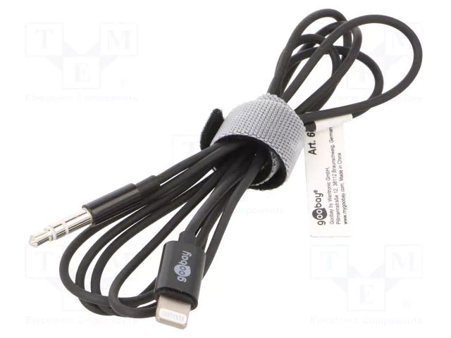 Cable; Apple Lightning plug,Jack 3.5mm 3pin plug; 1m; black GOOBAY LIGHT-JACK-001-BK