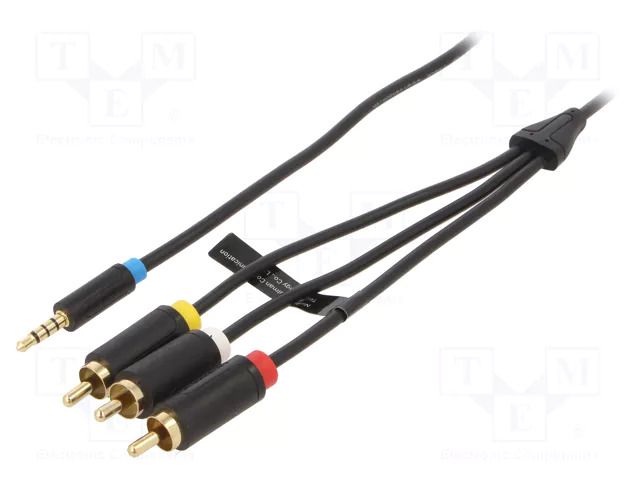 Cable; Jack 3,5mm 4pin plug,RCA plug x3; 1.5m VENTION BCBBG