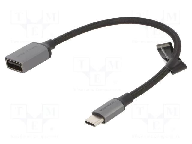 Cable; USB 2.0; USB A socket,USB C plug; nickel plated; 0.15m VENTION CCWHB