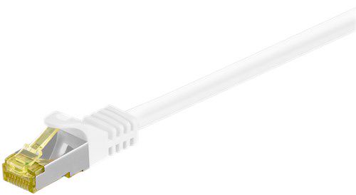 RJ45 Patch Cord CAT 6A S/FTP (PiMF), 500 MHz, with CAT 7 Raw Cable, white, 0.25 m - LSZH halogen-free cable sheat, RJ45 plug (CAT6A), CU 91089