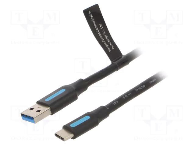 Cable; USB 3.0; USB A plug,USB C plug; nickel plated; 2m; black VENTION COZBH