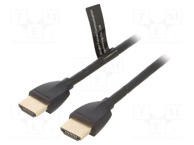 Cable; HDMI plug,both sides; PVC; HDMI 2.0; 0.5m; black; 32AWG VENTION AAIBD