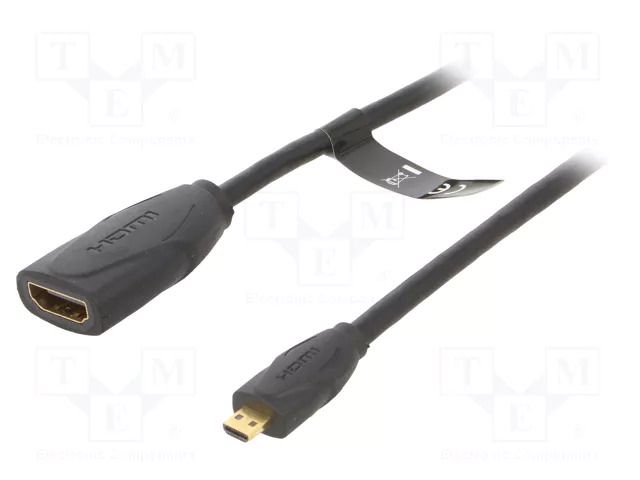 Cable; HDMI socket,micro HDMI plug; PVC; HDMI 2.0; 1m; black VENTION ABBBF
