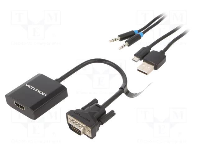 Converter; D-Sub 15pin HD plug,HDMI socket; 0.15m; HDMI 1.4 VENTION ACEB0