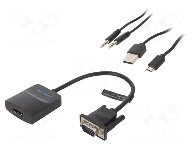 Converter; 0.15m; HDMI 1.4; Support: FullHD 3D; black VENTION ACNBB