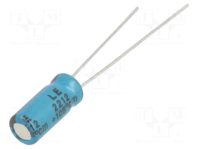 Capacitor: electrolytic; THT; 100uF; 16VDC; Ø5x11mm; Pitch: 2mm CHANGZHOU HUAWEI ELECTRONIC LE1C101MC110A00CE0