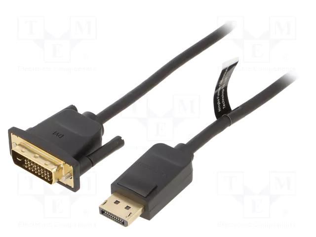 Cable; DisplayPort plug,DVI-D (24+1) plug; Len: 2m; black VENTION HAFBH