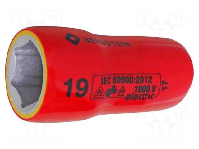 Socket: 6-angles; insulated,socket spanner; HEX 19mm; 1/2" BERNSTEIN BRN-16-448-VDE