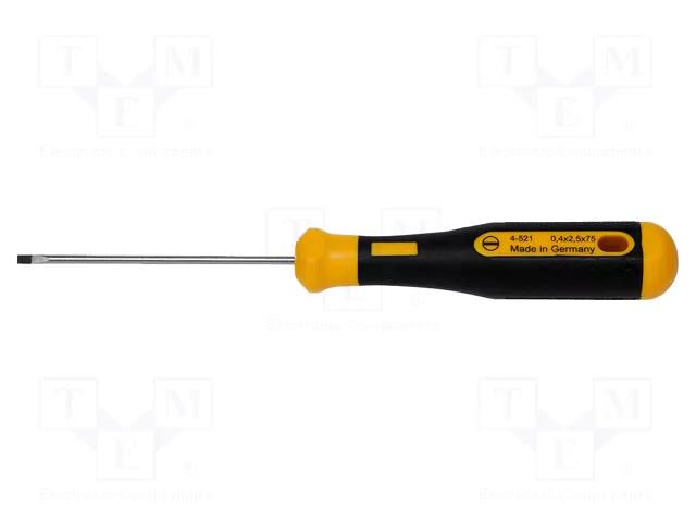 Screwdriver; slot; 2,5x0,4mm; POWERline; Blade length: 75mm BERNSTEIN BRN-4-521