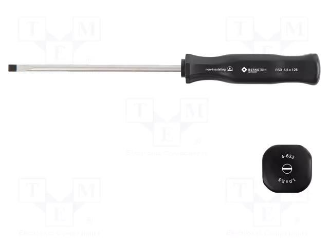 Screwdriver; slot; 5.5x1mm; ESD; Blade length: 125mm BERNSTEIN BRN-4-633