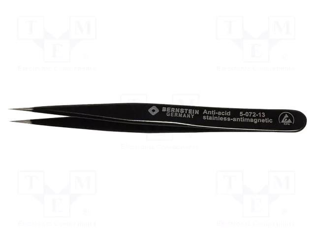 Tweezers; Blade tip shape: sharp; Tweezers len: 110mm; ESD BERNSTEIN BRN-5-072-13