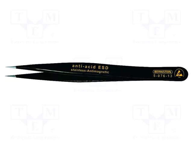 Tweezers; Blade tip shape: sharp; Tweezers len: 120mm; ESD BERNSTEIN BRN-5-076-13