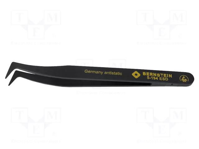 Tweezers; Blade tip shape: rounded; Tweezers len: 120mm; ESD BERNSTEIN BRN-5-194