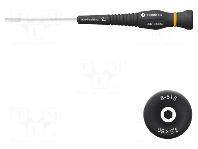 Screwdriver; precision; 6-angles socket; HEX 3.5mm; ESD BERNSTEIN BRN-6-616