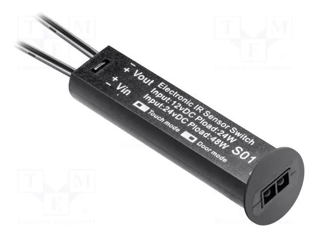 Touchless switch; black; 12VDC,24VDC; with motion detector GTV Poland GTV-WBCUNI-10DIM
