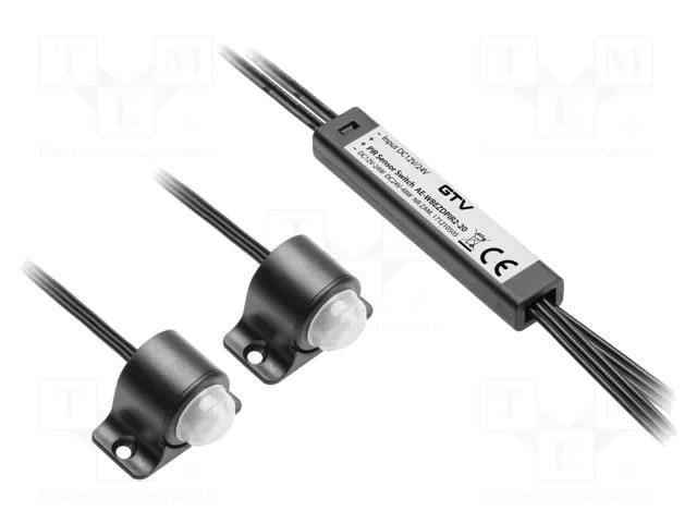 Touchless switch; black; 12VDC,24VDC; with motion detector; 2m GTV Poland GTV-WBEZDPIR2-20