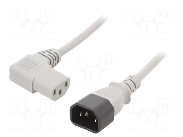 Cable; 3x1mm2; IEC C13 female angled right,IEC C14 male; PVC LIAN DUNG WN114-3/10/1.8GY