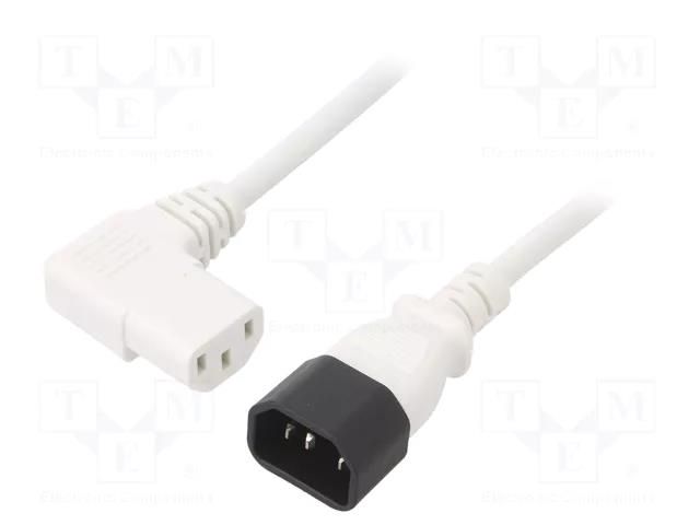 Cable; 3x1mm2; IEC C13 female angled right,IEC C14 male; PVC; 3m LIAN DUNG WN114-3/10/3WH