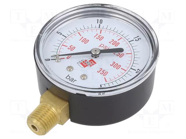 Manometer; 0÷25bar; non-aggressive liquids,inert gases; 63mm PNEUMAT M63R.PL025G14