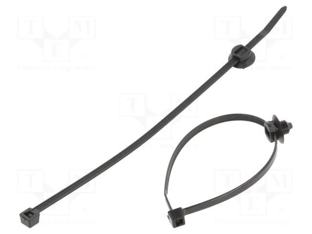 Cable tie; with fixing lugs; L: 202mm; W: 4.6mm; black; polyamide HELLERMANNTYTON T50RFT6-BK