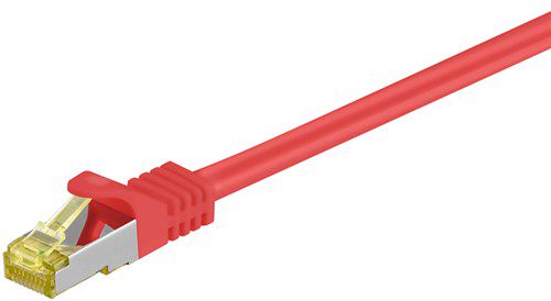 RJ45 Patch Cord CAT 6A S/FTP (PiMF), 500 MHz, with CAT 7 Raw Cable, red, 1.5 m - LSZH halogen-free cable sheat, RJ45 plug (CAT6A), CU 91598