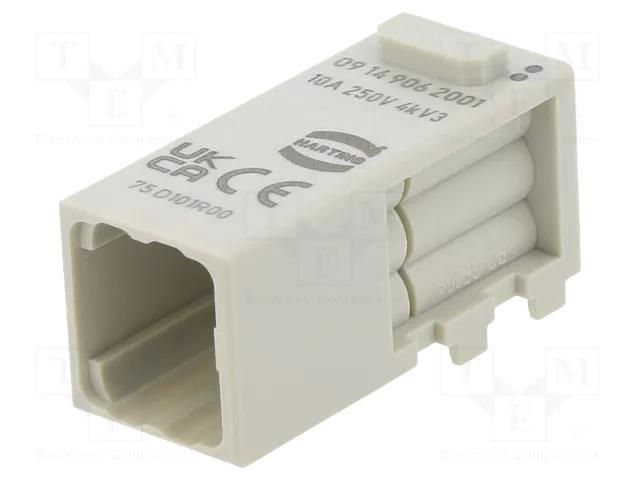 Connector: HDC; module; male; Han-Modular® Domino; PIN: 6; Han D® HARTING 09149062001