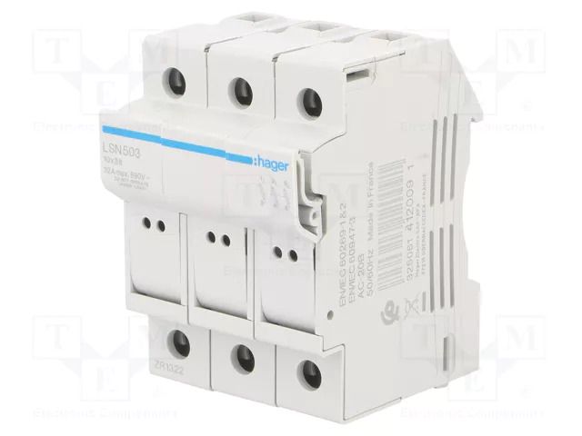 Fuse disconnector; 10x38mm; for DIN rail mounting; 32A; 690V HAGER LSN503