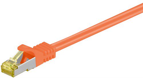 RJ45 Patch Cord CAT 6A S/FTP (PiMF), 500 MHz, with CAT 7 Raw Cable, orange, 5 m - LSZH halogen-free cable sheat, RJ45 plug (CAT6A), CU 91624