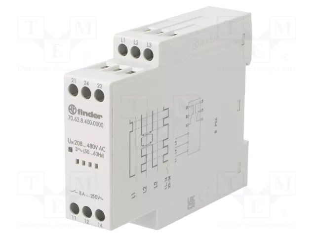 Voltage monitoring relay; phase sequence,phase failure; DPDT FINDER 70.62.8.400.0000