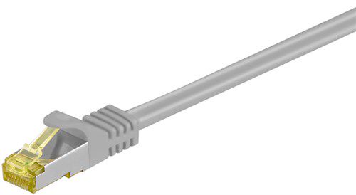 RJ45 Patch Cord CAT 6A S/FTP (PiMF), 500 MHz, with CAT 7 Raw Cable, grey, 20 m - LSZH halogen-free cable sheat, RJ45 plug (CAT6A), CU 91657