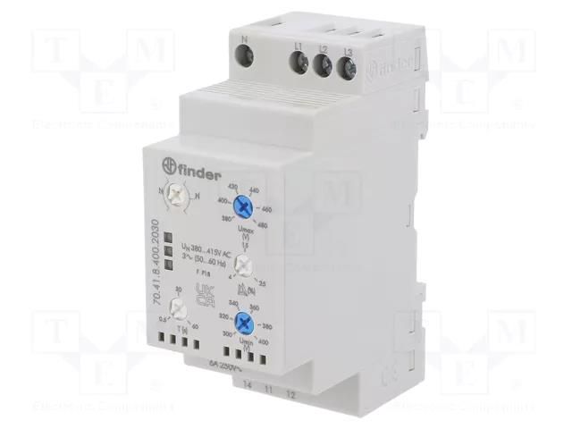 Voltage monitoring relay; for DIN rail mounting; SPDT; 0.5÷60s FINDER 70.41.8.400.2030