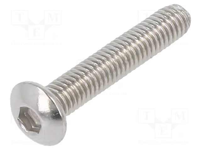 Screw; M3x16; 0.5; Head: button; hex key; HEX 2mm; ISO 7380-1 KRAFTBERG M3X16/ISO7380-1-A2
