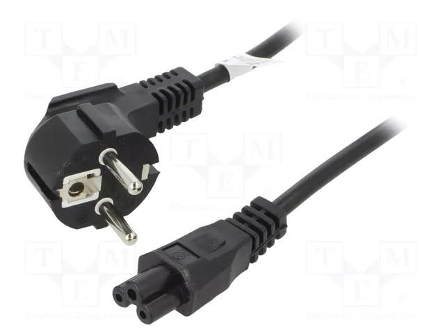 Cable; CEE 7/7 (E/F) plug angled,IEC C5 female; PVC; 1.8m; black Goobay SN322-3/07/1.8BK