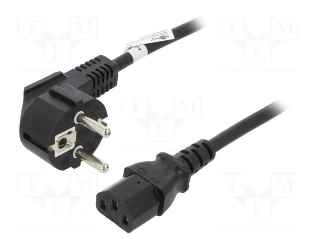 Cable; CEE 7/7 (E/F) plug angled,IEC C13 female; PVC; 5m; black Goobay SN326-3/10/5BK