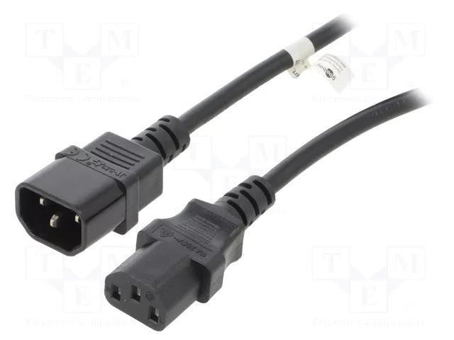 Cable; IEC C13 female,IEC C14 male; PVC; 3.5m; black; 10A; 250V Goobay WN112-3/10/3.5BK