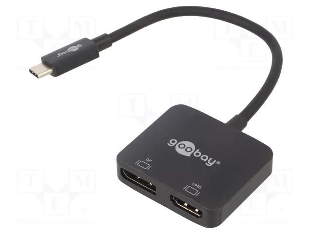 Adapter; DisplayPort 1.4,HDCP 2.2,HDMI 2.1; 0.12m; black; black Goobay USBC-HDMI/DP-BK