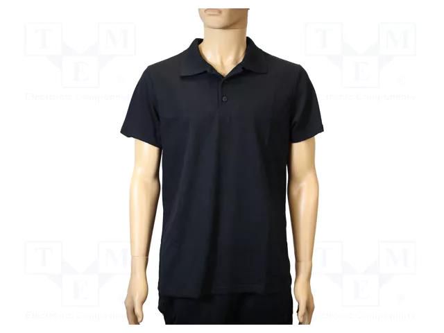 Polo shirt; ESD; L; cotton,polyester,carbon fiber; black; 185g/m2 EUROSTAT GROUP ERS-517306725