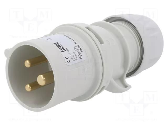 Connector: AC supply; plug; male; 16A; 50VAC; IEC 60309; IP44; PIN: 3 PCE 013-1