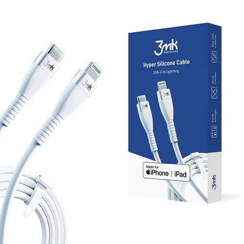 3MK HyperSilicone MFI USB-C / Lightning cable white 1m 20W 3A, 3mk Protection 5903108444071 5903108444071