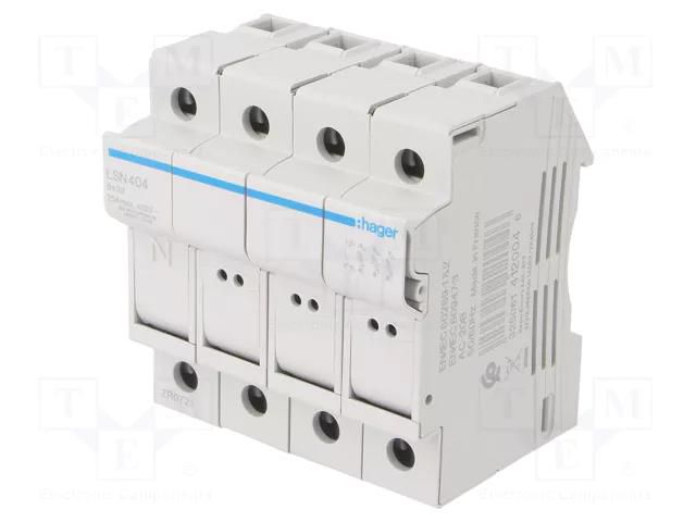 Fuse disconnector; 8x32mm; for DIN rail mounting; 25A; 400V; IP20 HAGER LSN404