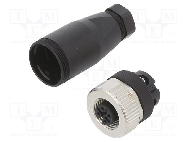 Connector: M12; female; 713; 4A; 250V; IP67; for cable; PA; 18AWG BINDER 99-0430-314-04