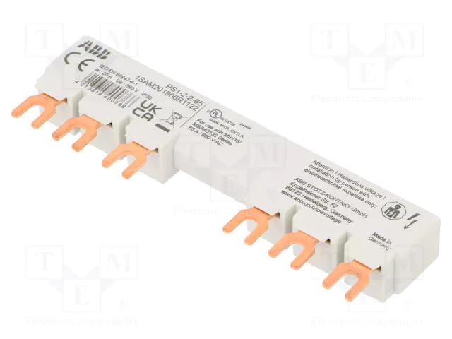 Busbar; 10mm2; Poles: 3; 690VAC; 250VDC; 6kV; Inom: 65A; fork ABB PS1-2-2-65