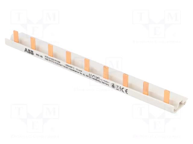Busbar; 10mm2; Poles: 1; 690VAC; 690VDC; Inom: 63A; No.of mod: 9 ABB PS1/9